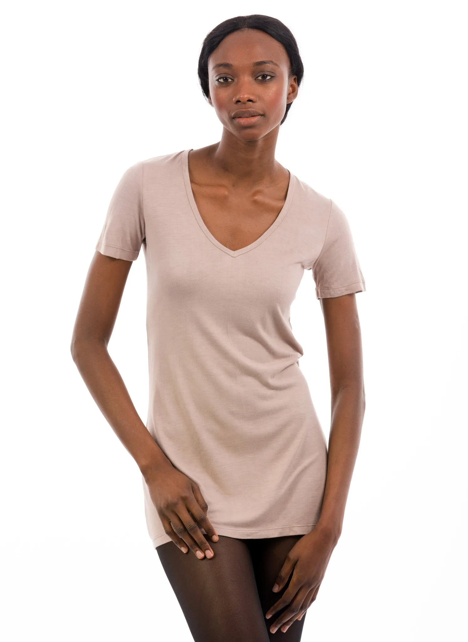 100% Bamboo Women's Short Sleeve V-Neck