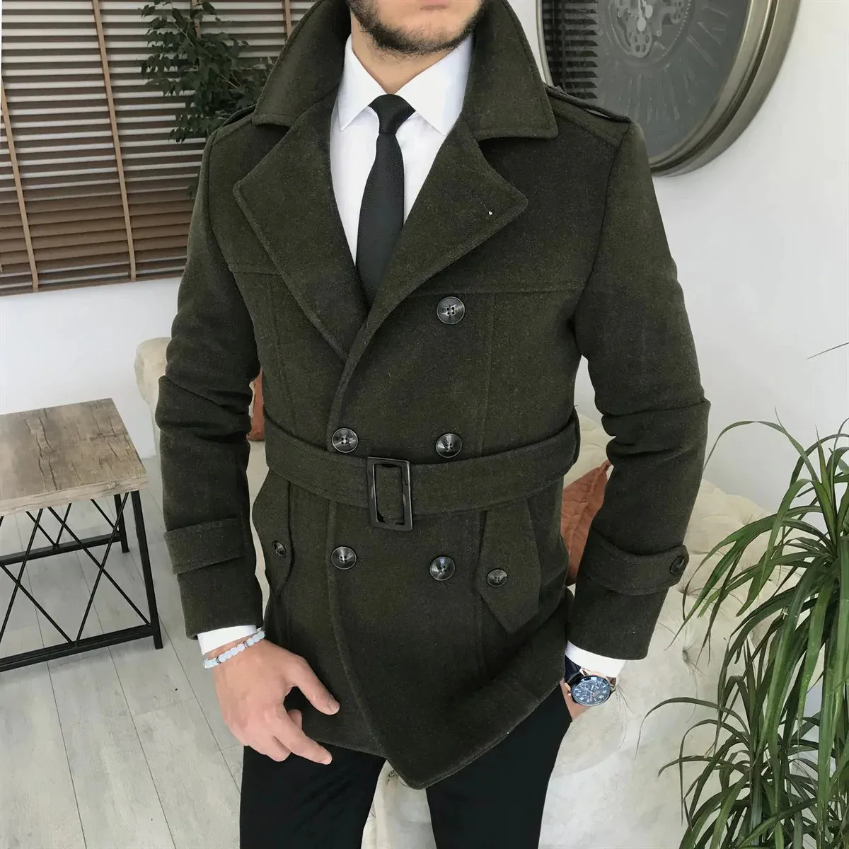 Arctic Dark Green Double Breasted Over Coat by ITALIAN VEGA®