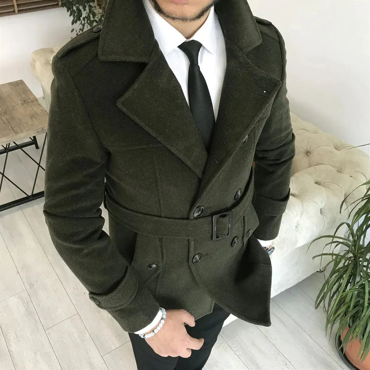 Arctic Dark Green Double Breasted Over Coat by ITALIAN VEGA®