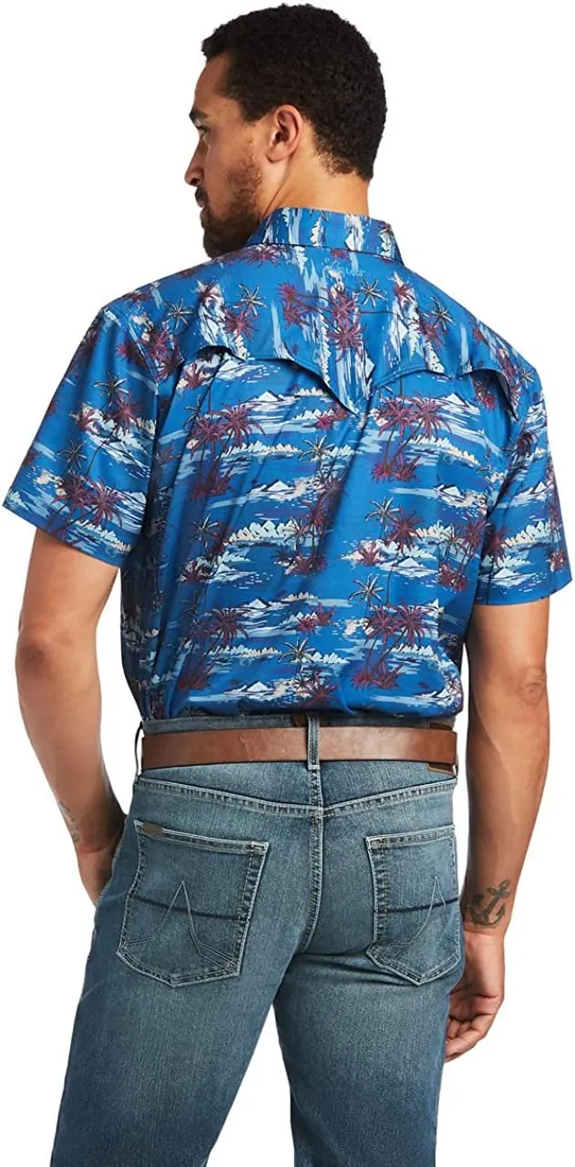 Ariat Men's Venttek Western Fitted Short Sleeve Shirt, Island Print