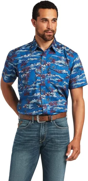 Ariat Men's Venttek Western Fitted Short Sleeve Shirt, Island Print