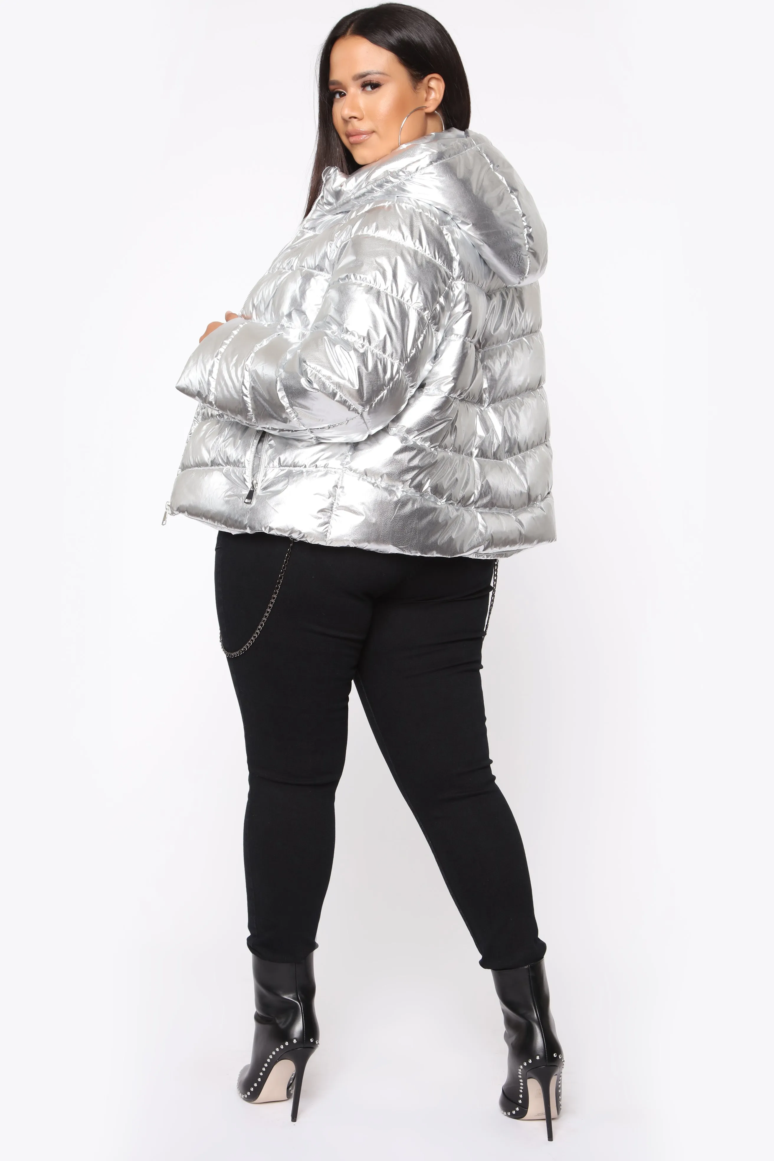 Astro Metallic Puffer Jacket - Silver