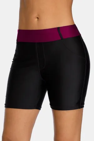 Attraco Wine Belt loops Pocket Women Swim Shorts