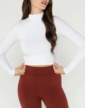 Bamboo Cropped Mock Neck