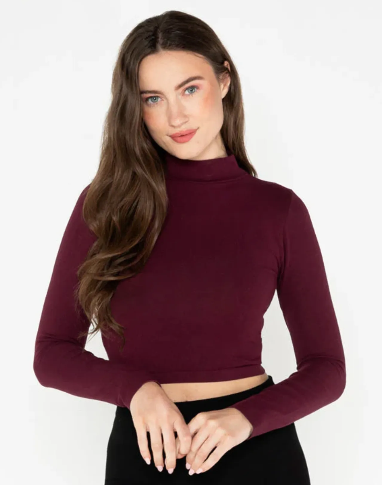 Bamboo Cropped Mock Neck