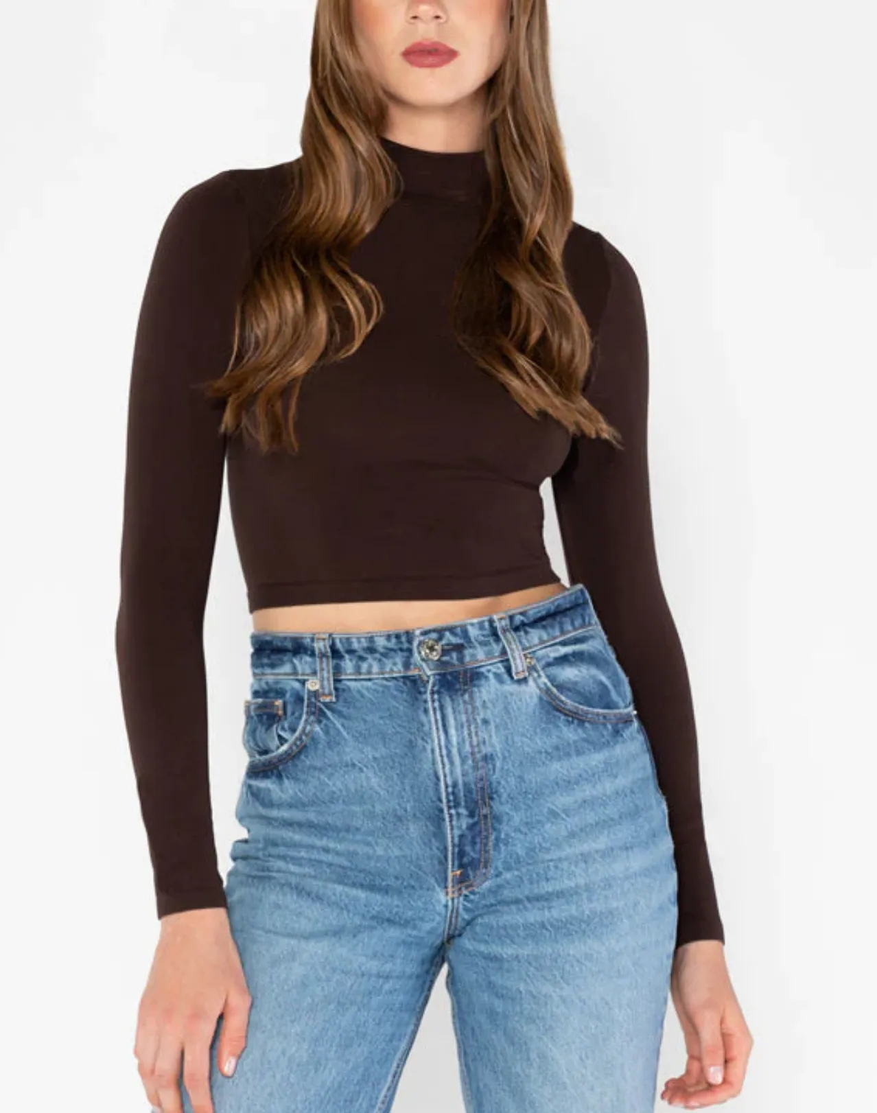 Bamboo Cropped Mock Neck