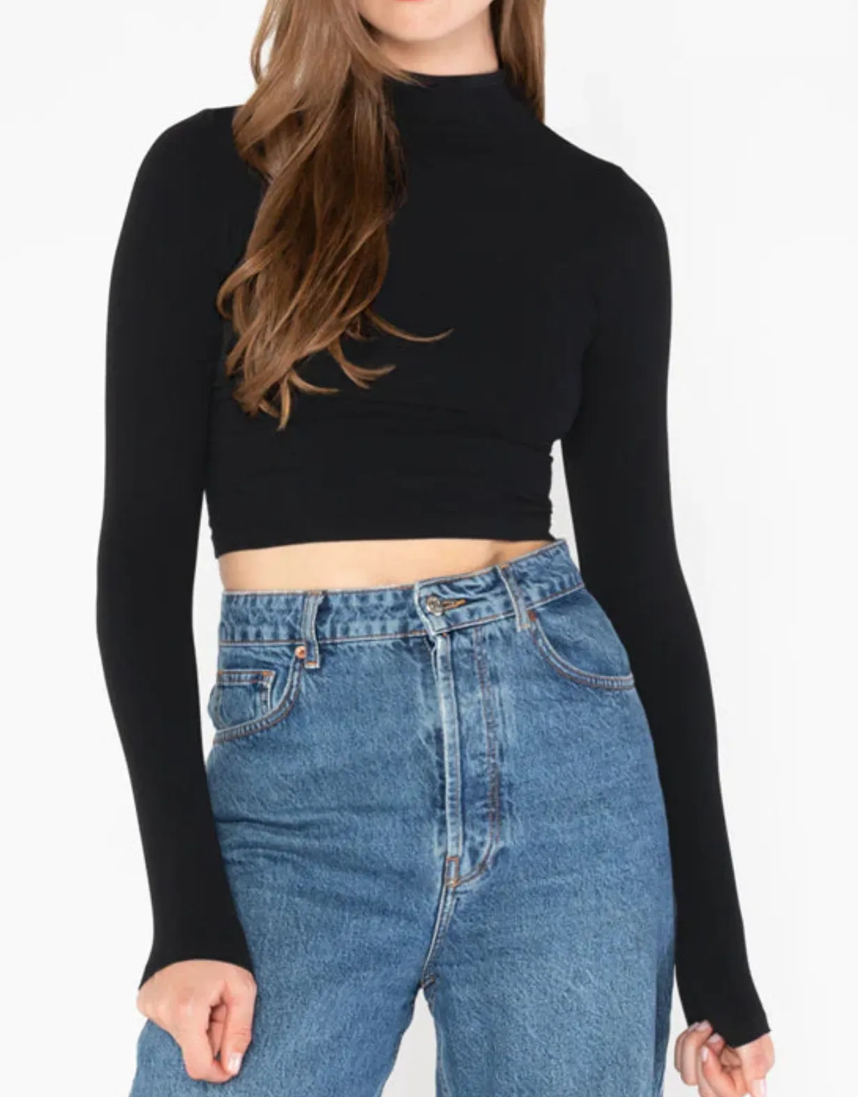 Bamboo Cropped Mock Neck