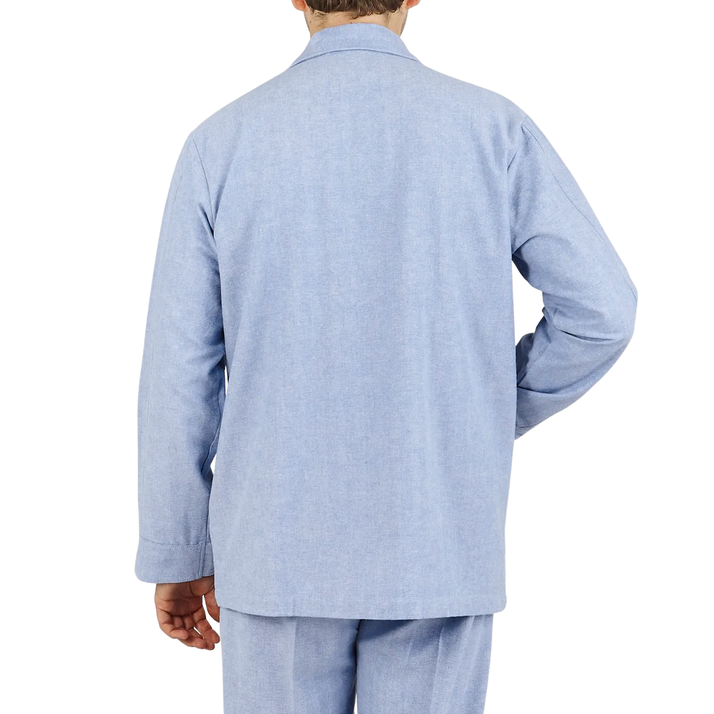 Blue Herringbone Cotton Classic Fit Pyjamas