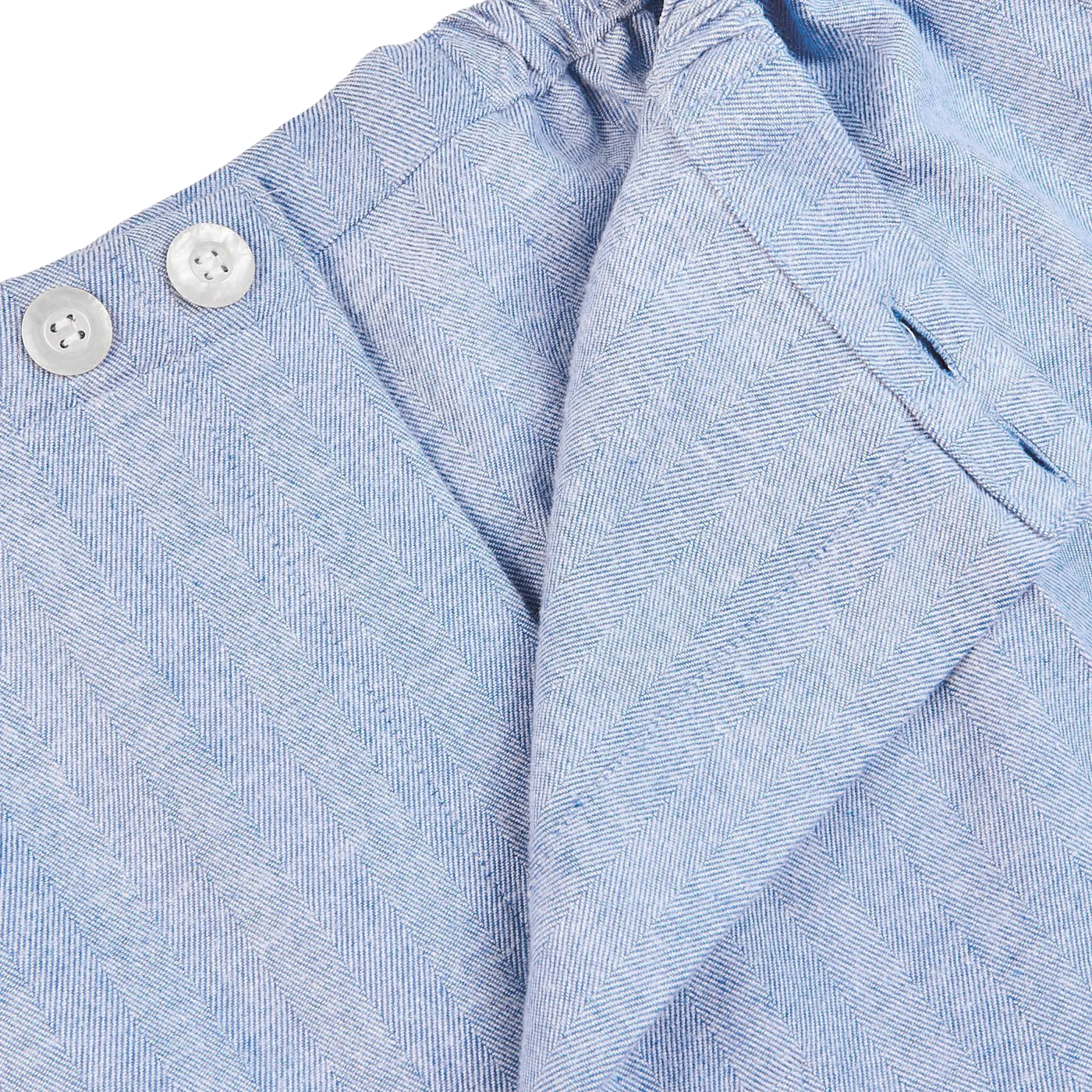 Blue Herringbone Cotton Classic Fit Pyjamas