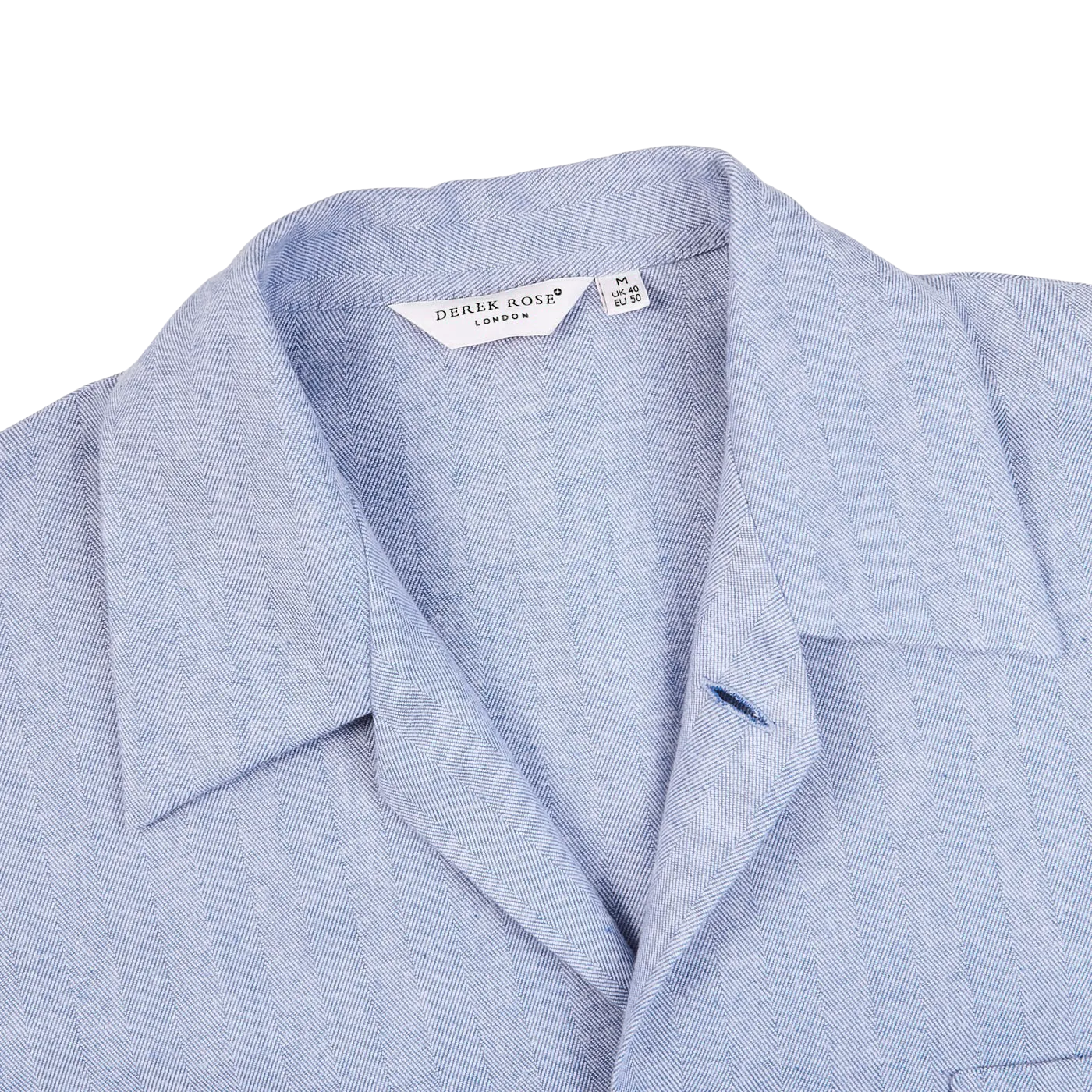 Blue Herringbone Cotton Classic Fit Pyjamas