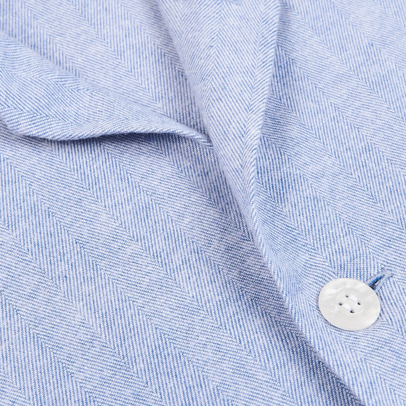 Blue Herringbone Cotton Classic Fit Pyjamas