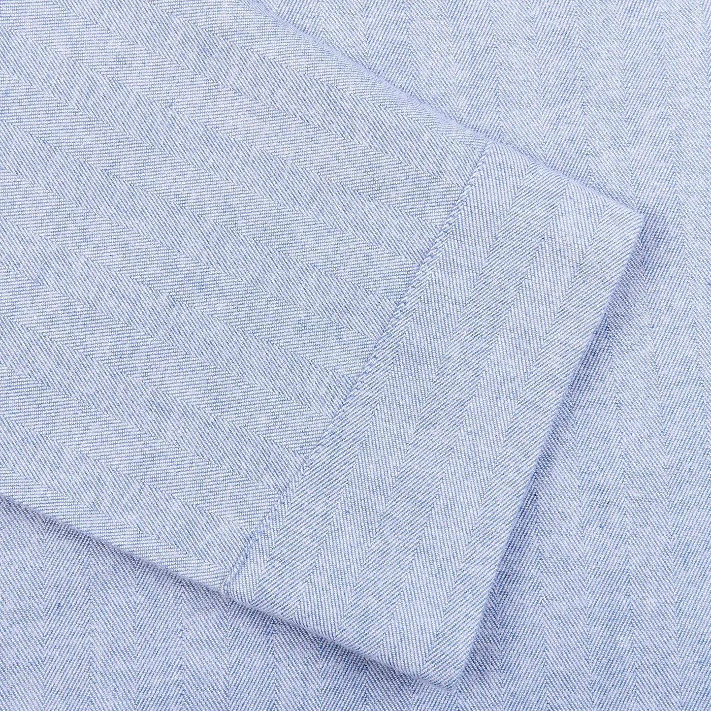 Blue Herringbone Cotton Classic Fit Pyjamas