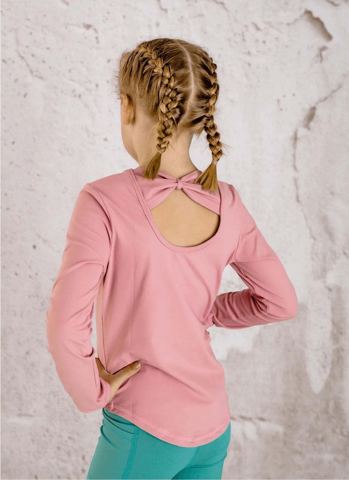 Bow Back Long Sleeve Top - Pink