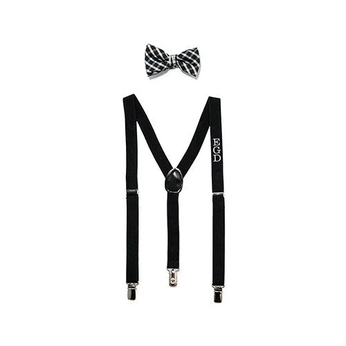 Boy's Monogrammed Tuxedo Suspender and Bowtie Gift Set - Discontinued