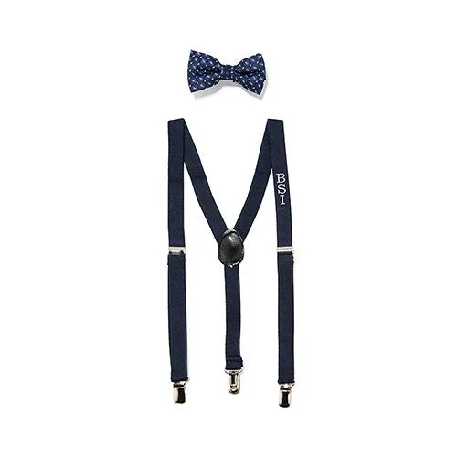 Boy's Monogrammed Tuxedo Suspender and Bowtie Gift Set - Discontinued