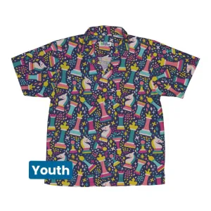 Chess Colorful Chess Pieces Blue Youth Hawaiian Shirt