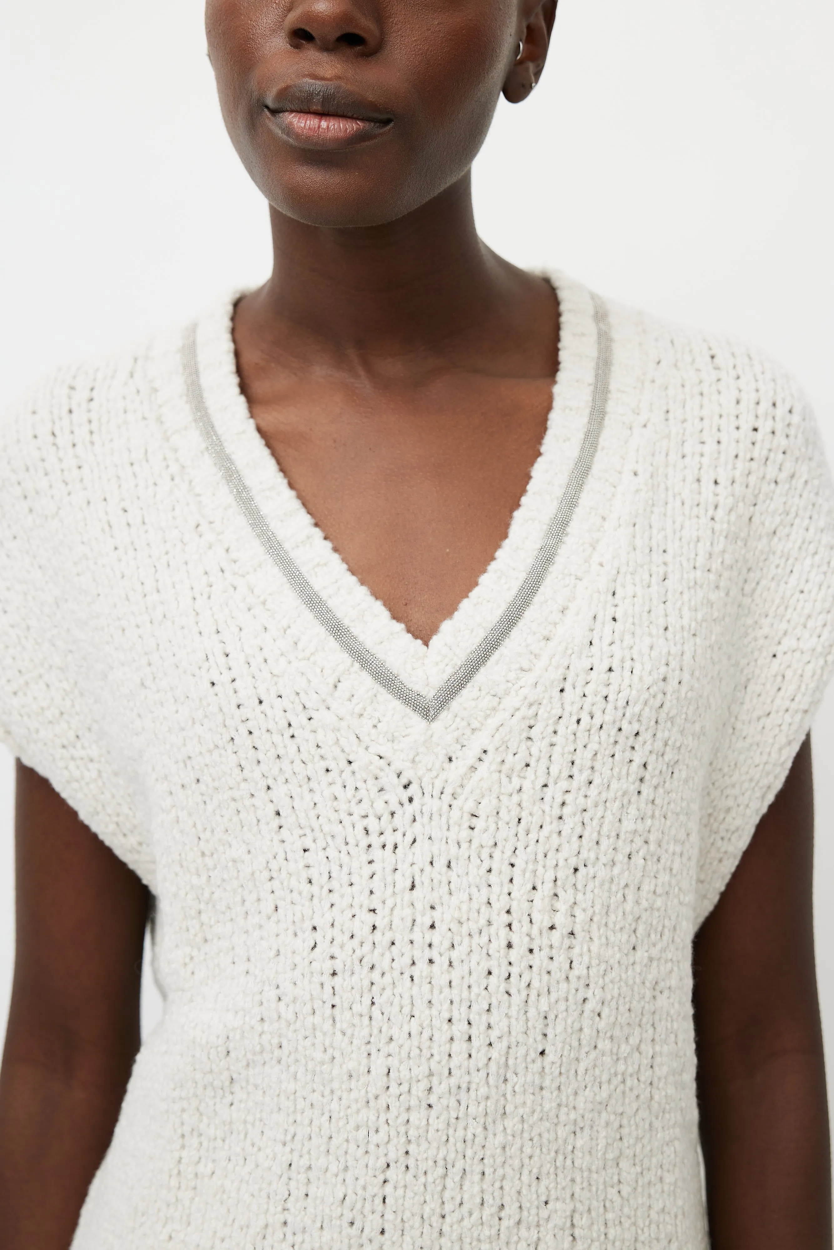 Cream Wool Monili Knit Vest