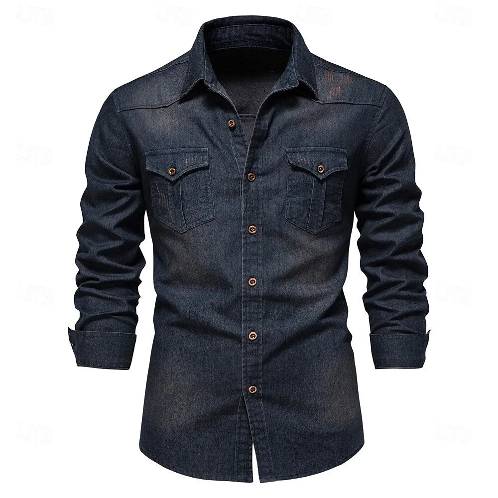 Denim Button-Up Casual Shirt