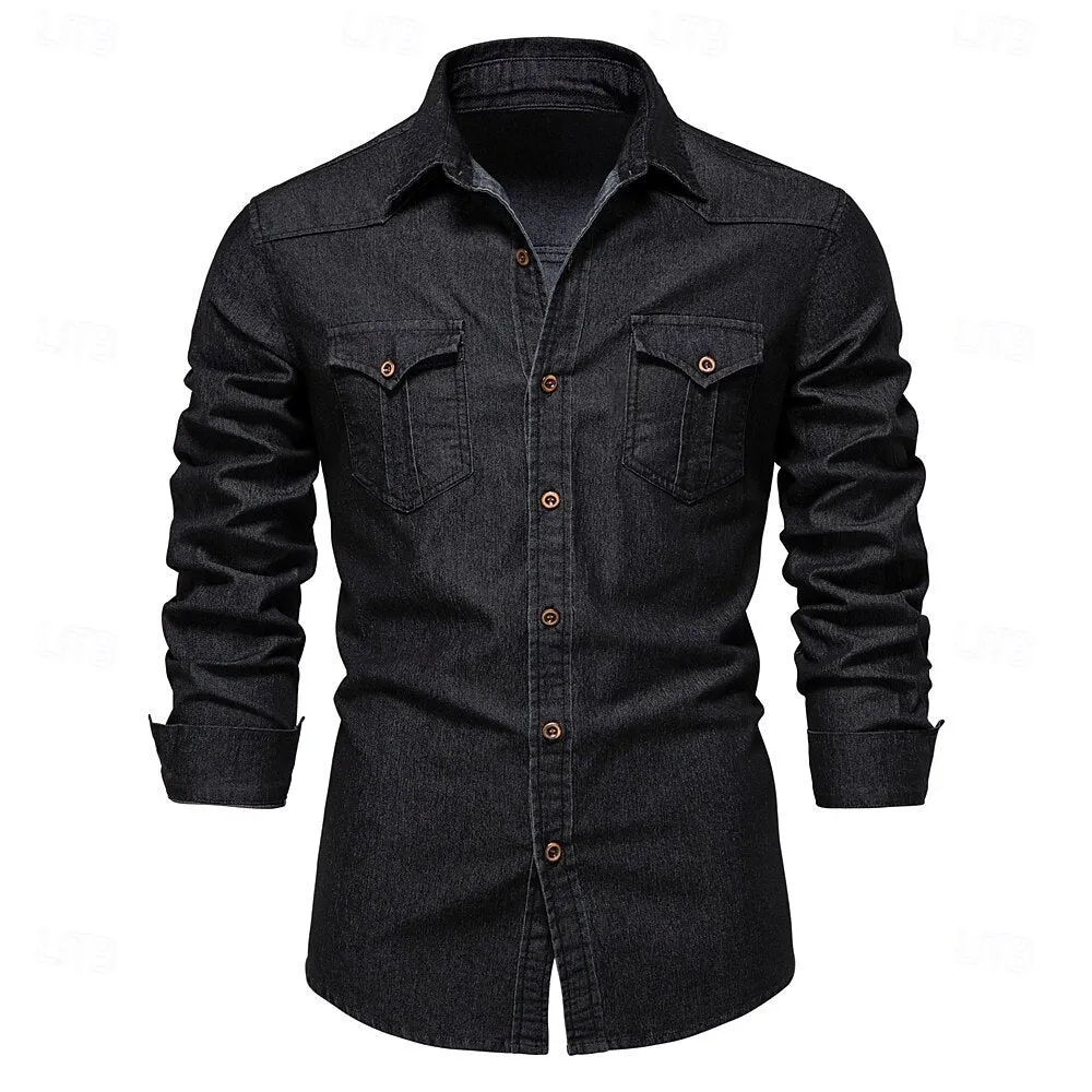 Denim Button-Up Casual Shirt