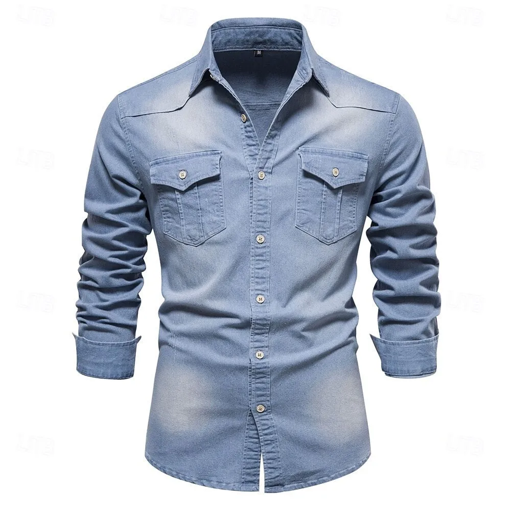 Denim Button-Up Casual Shirt