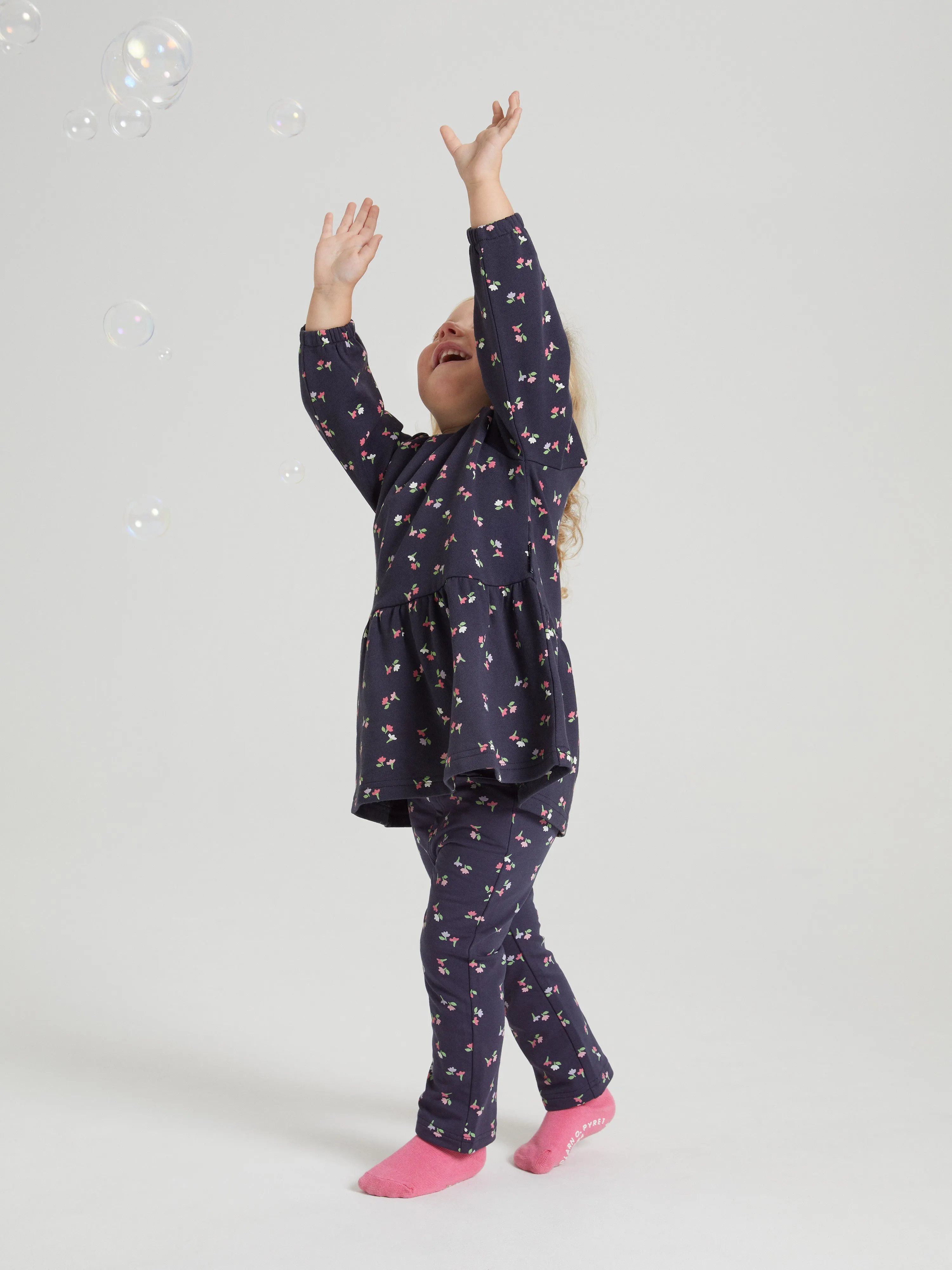 Floral Print Flared Kids Joggers