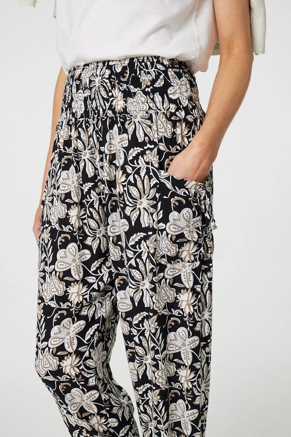 Floral Print Relaxed Harem Pants