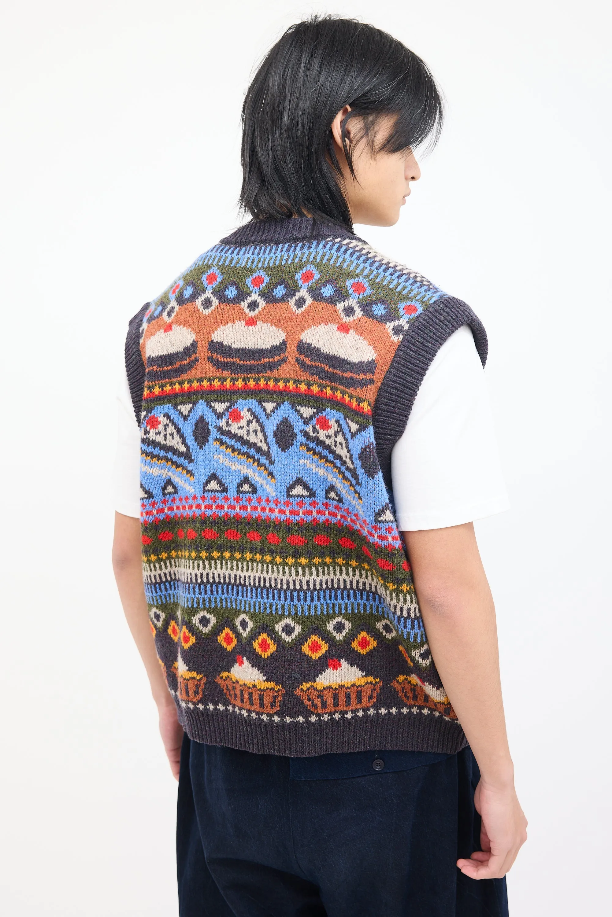 Grey & Multi Wool Knit Bakedown  Vest