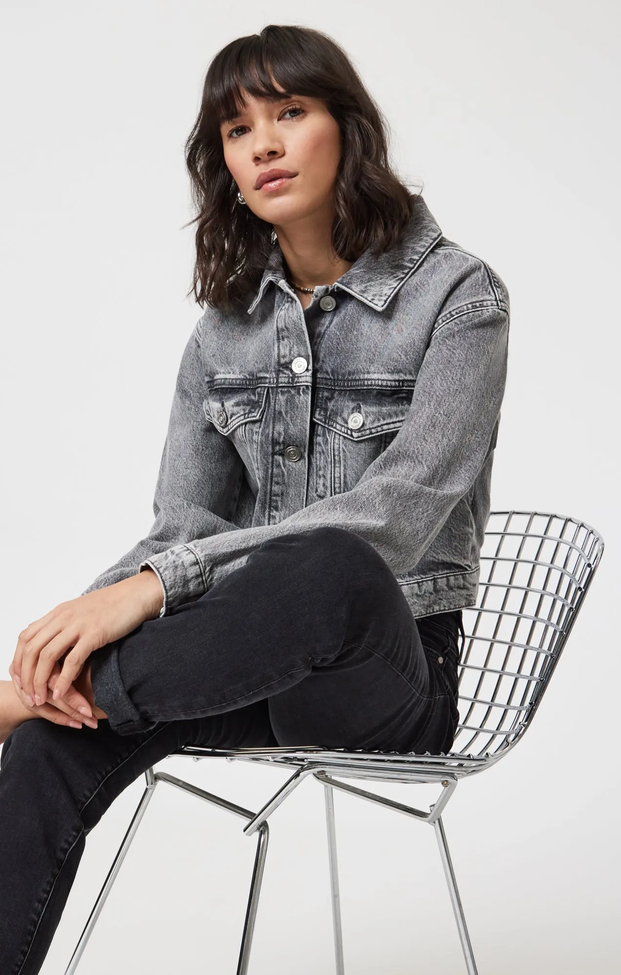 HARMONY DENIM JACKET IN LIGHT SMOKE DENIM