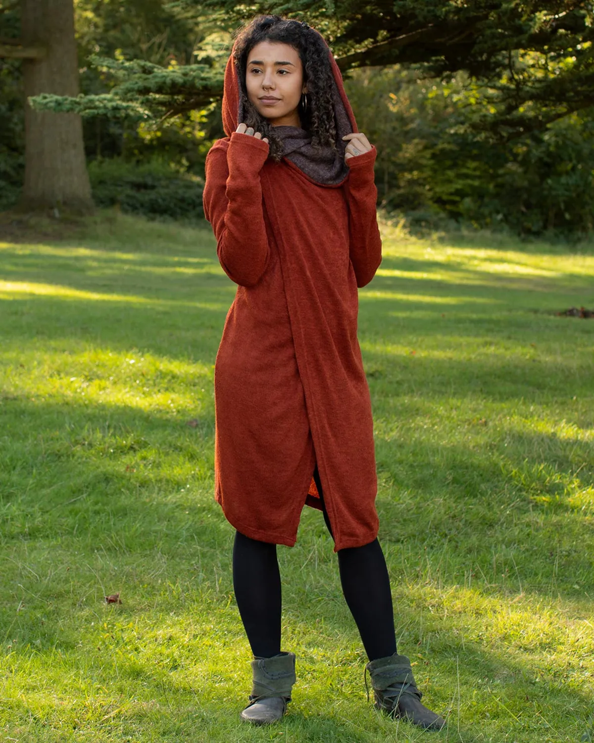 Hooded Long Cardgian Jacket Sienna