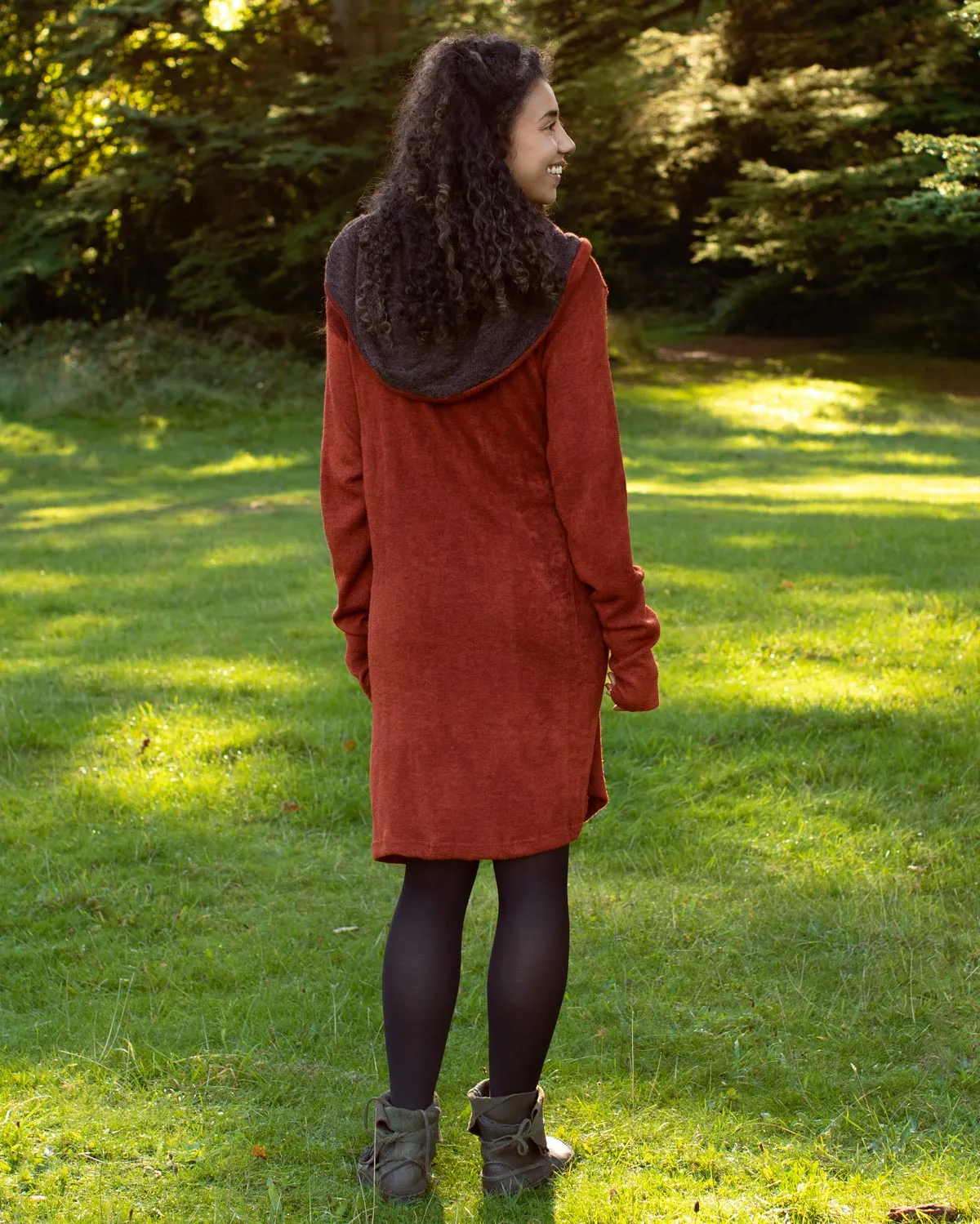 Hooded Long Cardgian Jacket Sienna