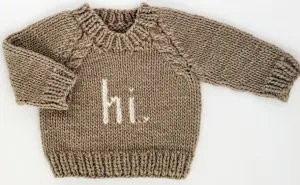 Huggalugs "Hi" Knit Crew Neck Sweater