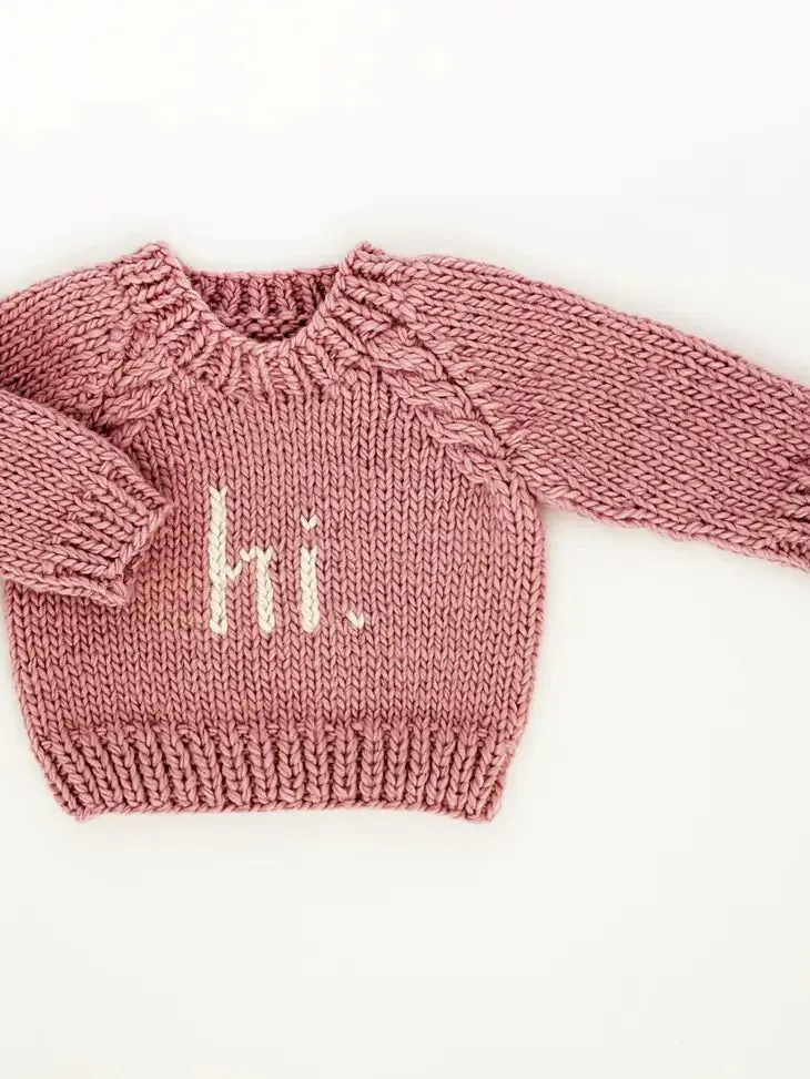 Huggalugs "Hi" Knit Crew Neck Sweater