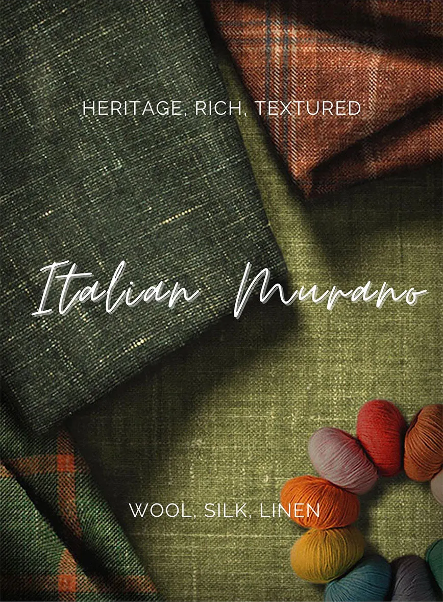 Italian Murano Irgo Checks Wool Linen Silk Suit