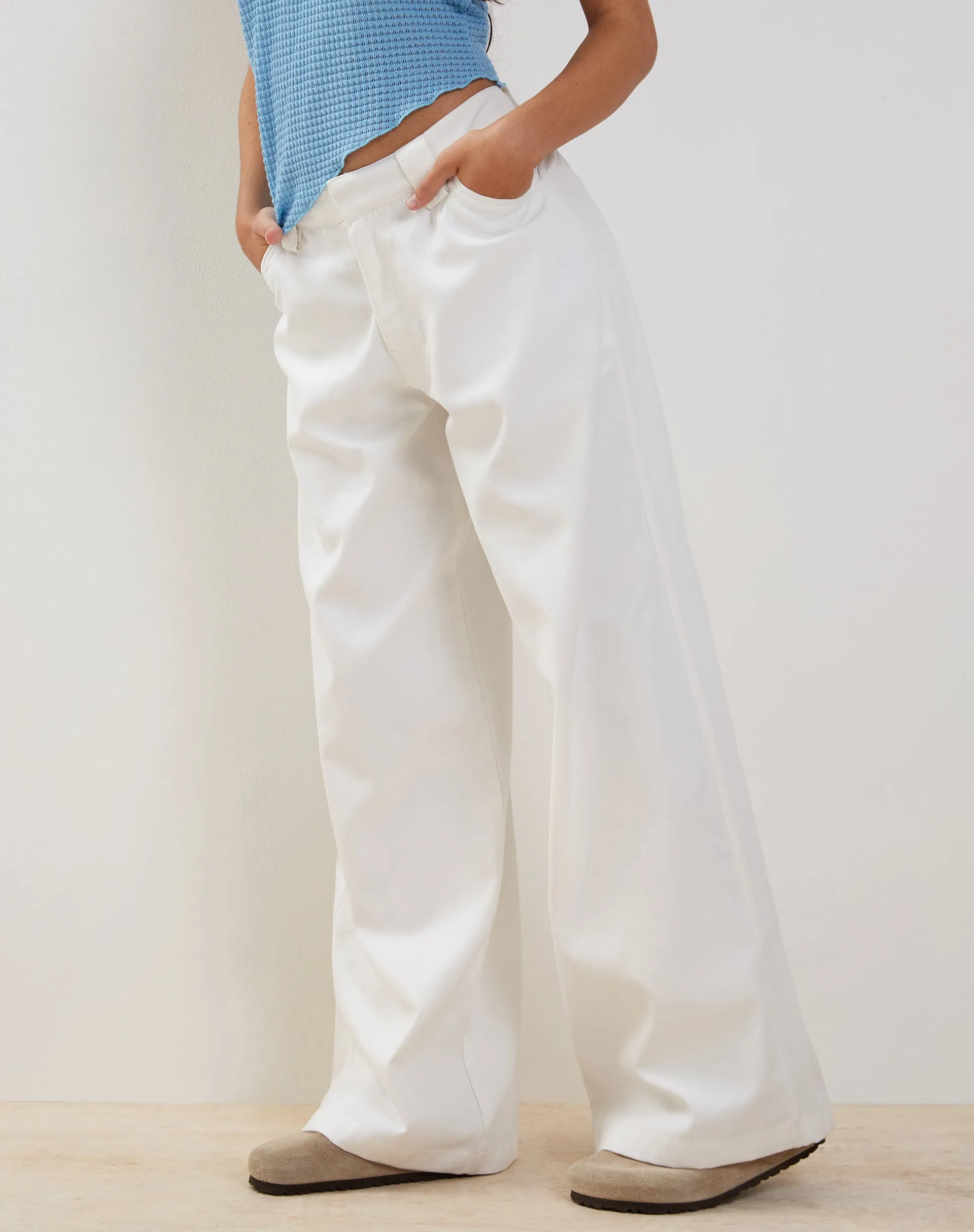 Kaomy Wide Leg Trouser in White