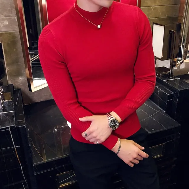 Long Sleeve Knitted Slim Fit Turtleneck Sweater