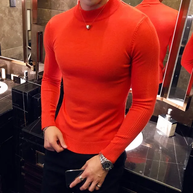 Long Sleeve Knitted Slim Fit Turtleneck Sweater