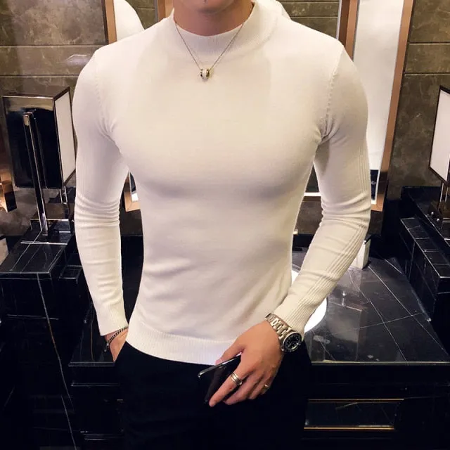 Long Sleeve Knitted Slim Fit Turtleneck Sweater