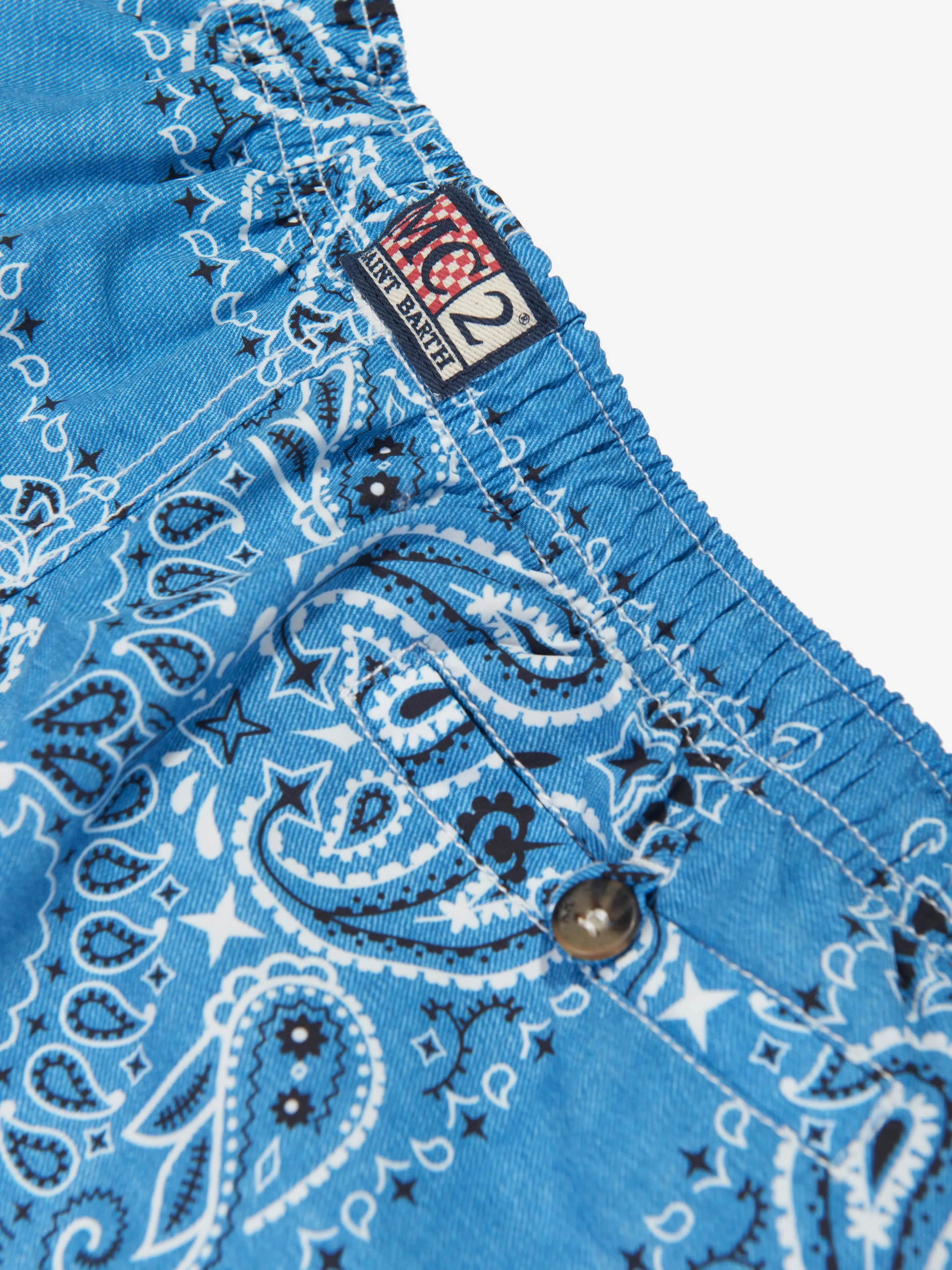 MC2 Saint Barth Boys Bandana Print Swim Shorts in Blue