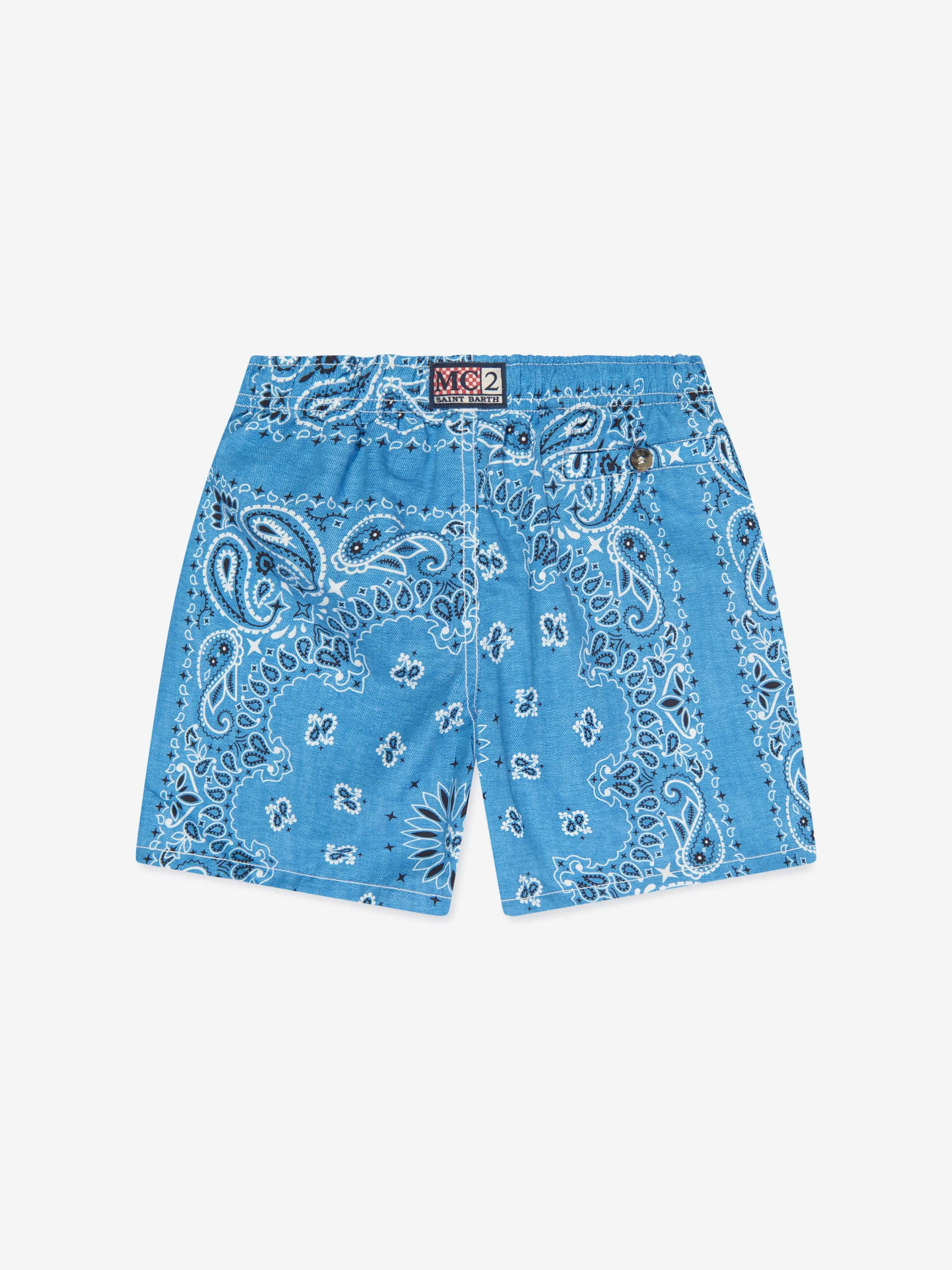 MC2 Saint Barth Boys Bandana Print Swim Shorts in Blue