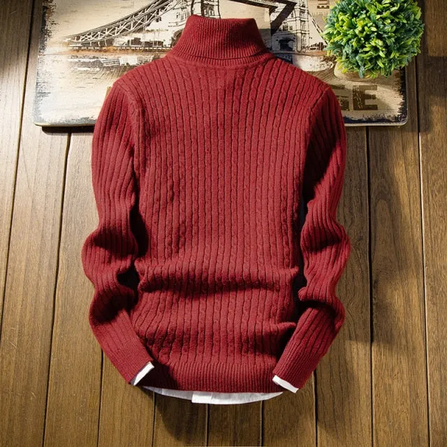 Men Slim Fit Pullover Knitted Turtleneck