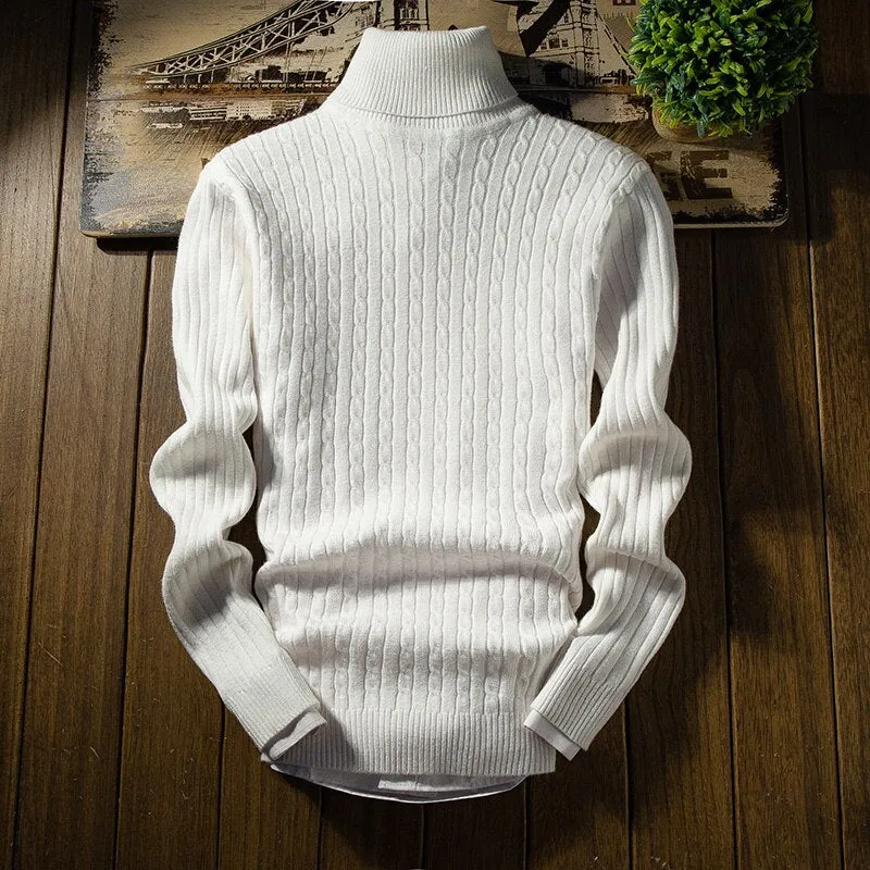 Men Slim Fit Pullover Knitted Turtleneck