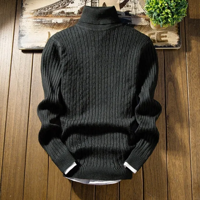 Men Slim Fit Pullover Knitted Turtleneck