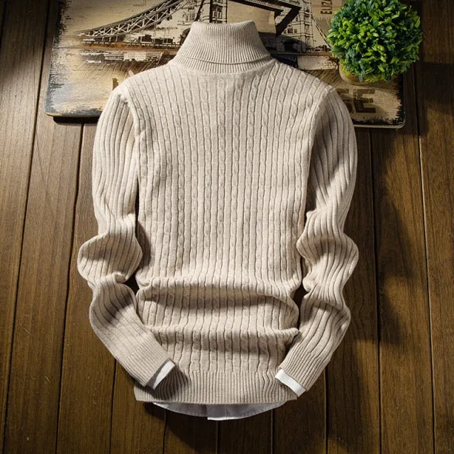 Men Slim Fit Pullover Knitted Turtleneck