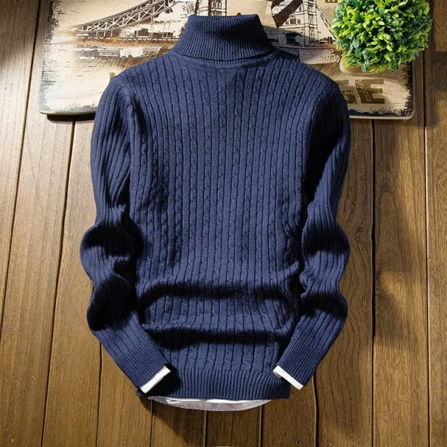 Men Slim Fit Pullover Knitted Turtleneck