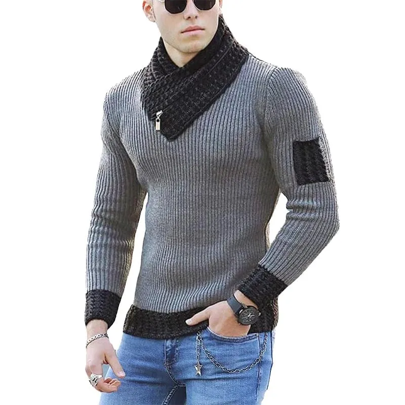 Men Winter Fashion Vintage Style Sweater Slim Fit Warm Pullover