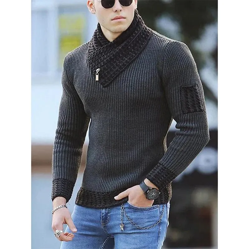 Men Winter Fashion Vintage Style Sweater Slim Fit Warm Pullover