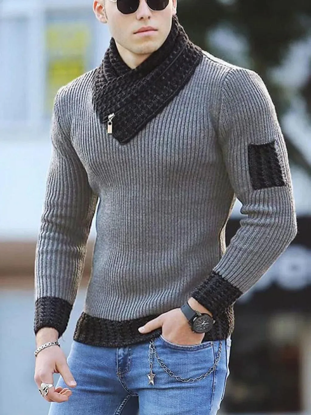 Men Winter Fashion Vintage Style Sweater Slim Fit Warm Pullover