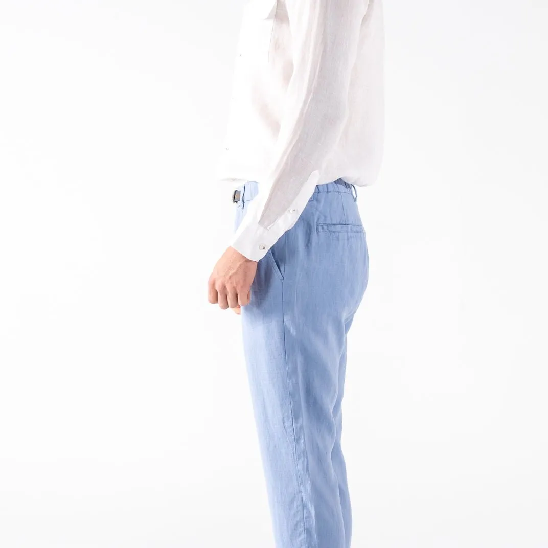 Mens Indigo Blue 100 Linen Pants Relaxed Fit