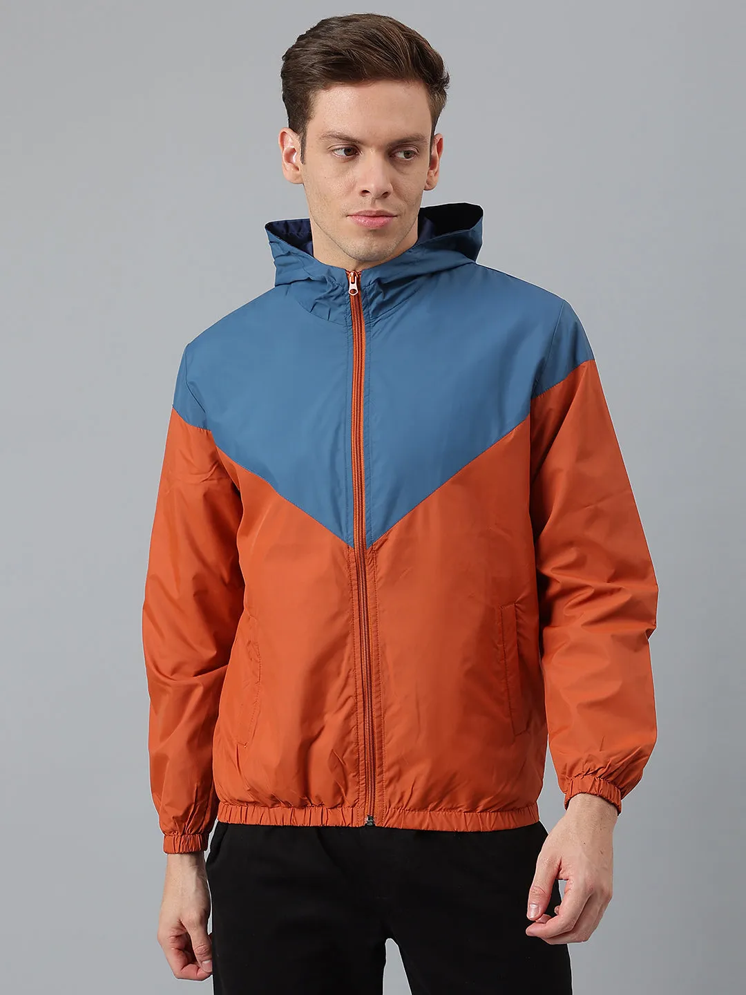 Men's Rust Regular Fit Hooded Winterwear Shell Jackets