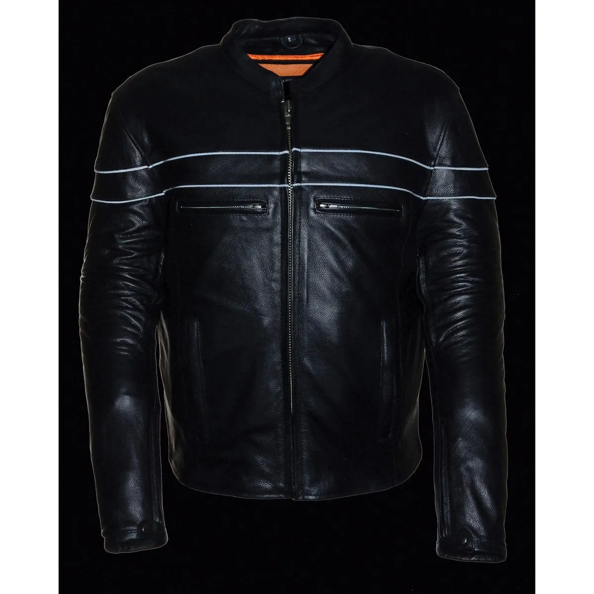 Milwaukee Leather SH1408 Men's Sporty Crossover Vented Black Motorcycle Leather Scooter Jacket